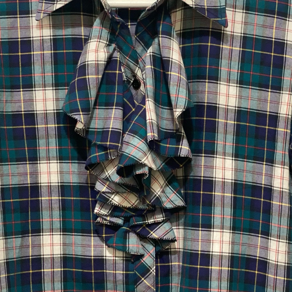 Plaid Ruffle Front Button Down Top Purchased At I… - image 4